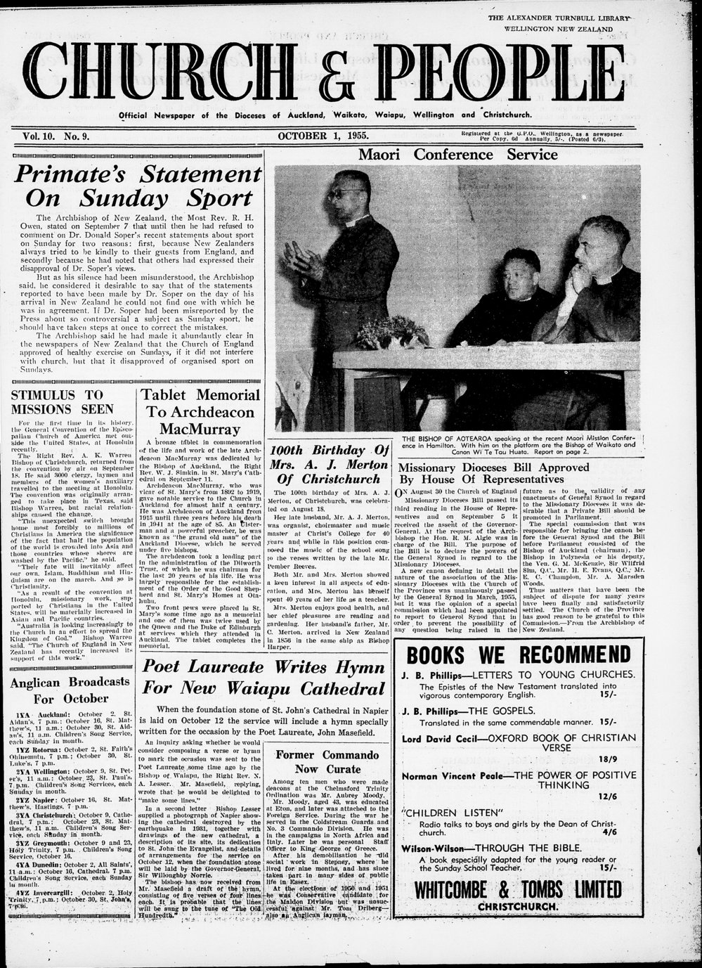 Church &amp; People: October 1955