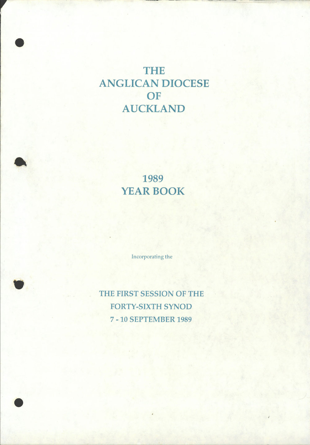 Year Book of the Diocese of Auckland 1989