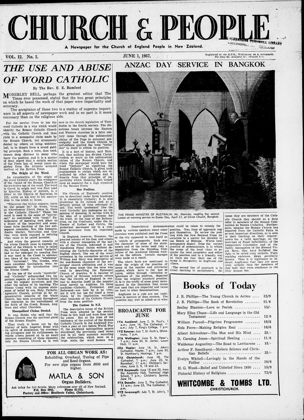 Church &amp; People: June 1957