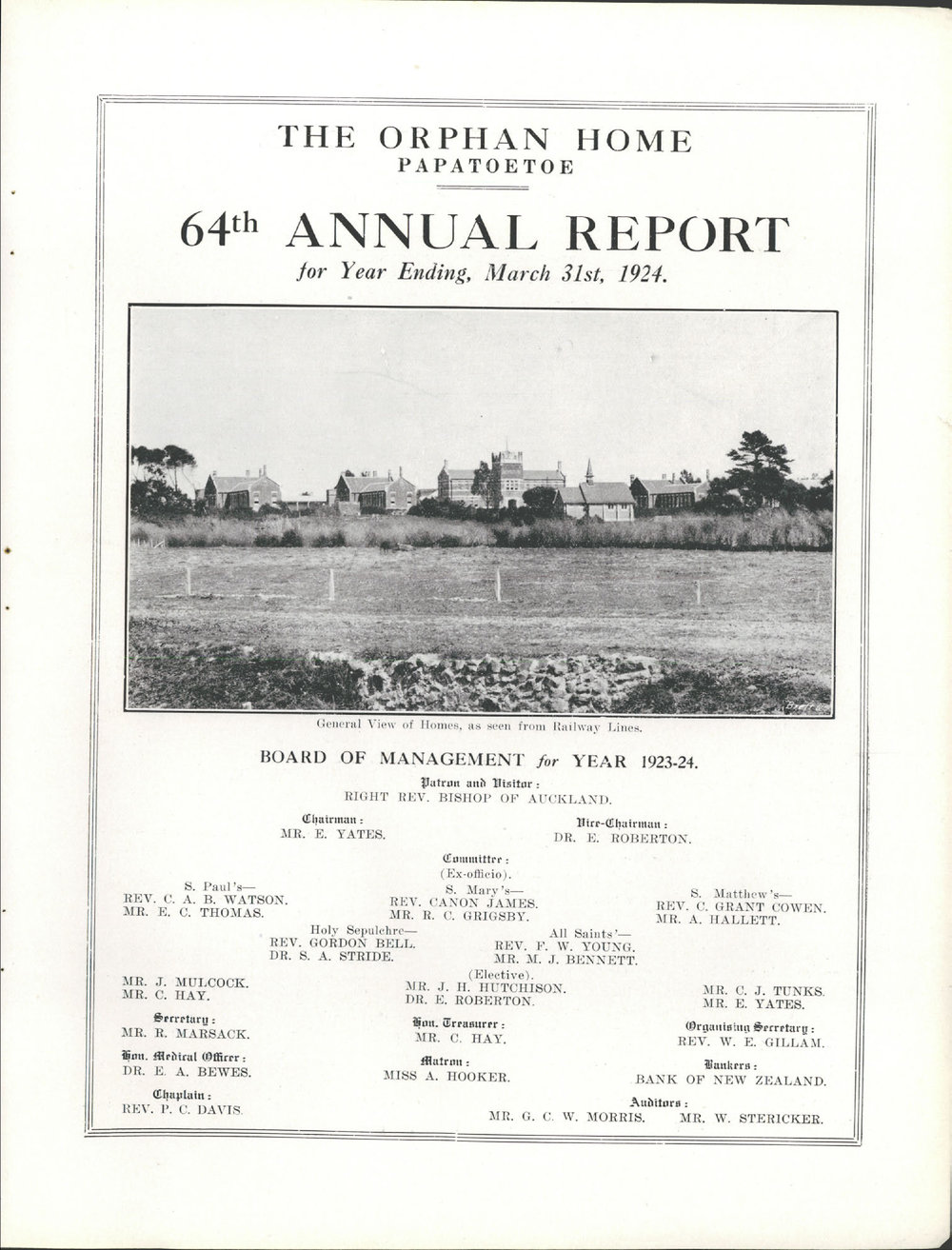 The Orphan Home Annual Report 1923 - 1924