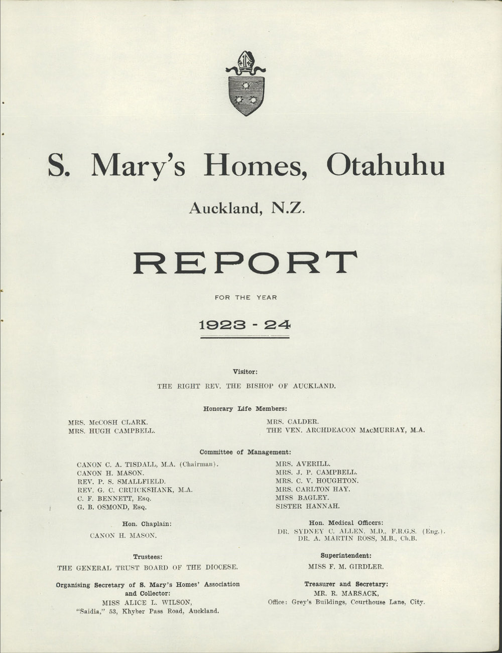 St. Mary's Homes Report 1923 - 1924