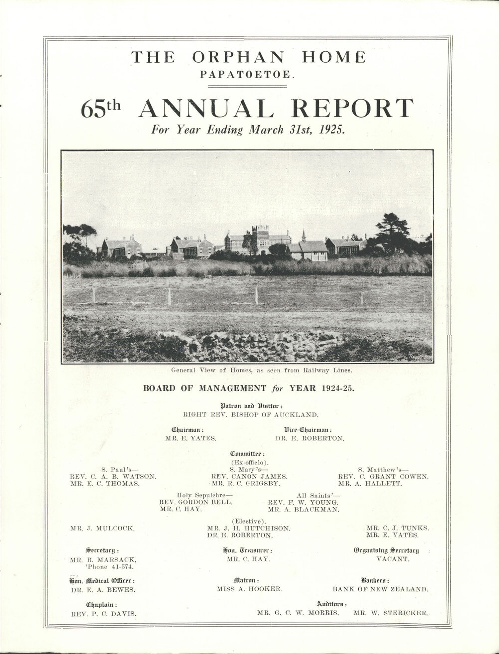 The Orphan Home Annual Report 1924  - 1925