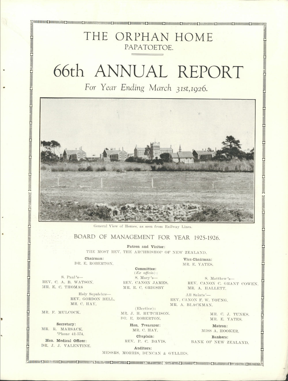 The Orphan Home Annual Report 1925 - 1926