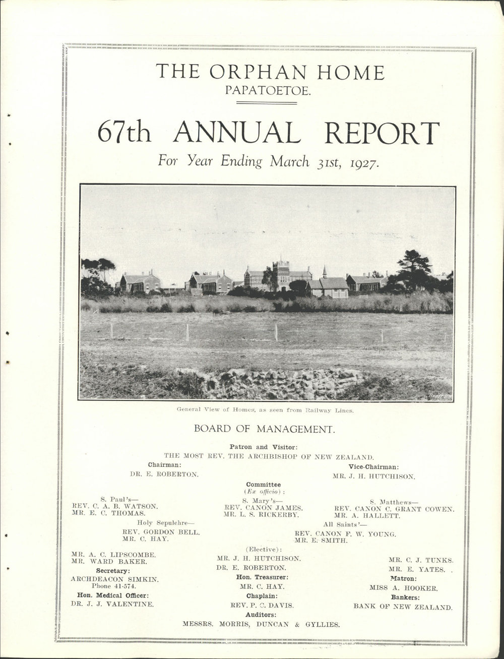 The Orphan Home Annual Report 1926 - 1927