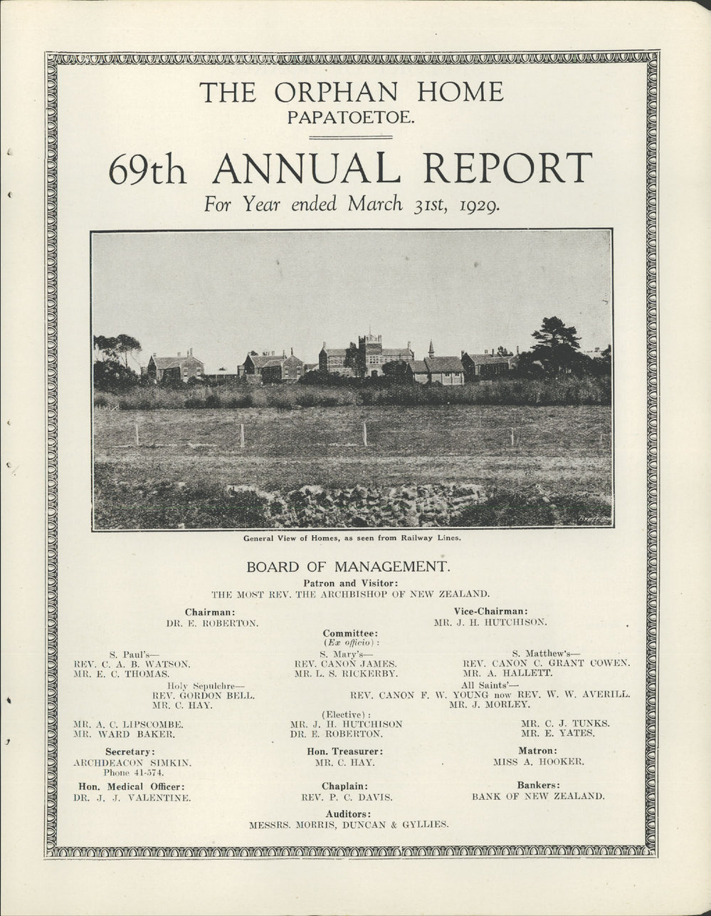 The Orphan Home Annual Report 1928 - 1929