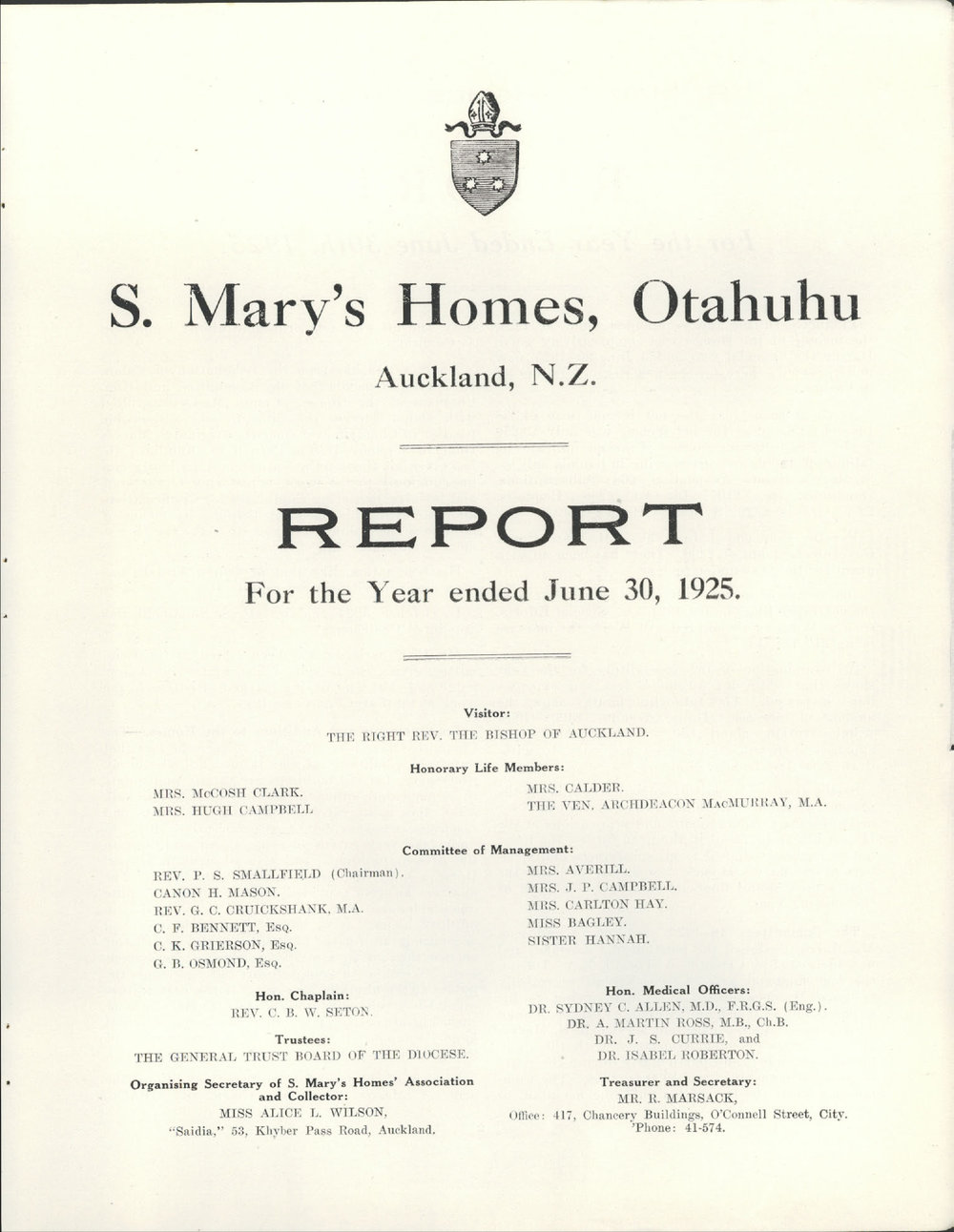 St. Mary's Homes Report 1924 - 1925