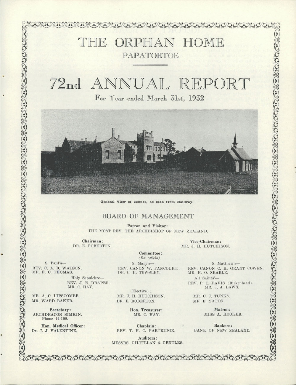 The Orphan Home Annual Report 1932