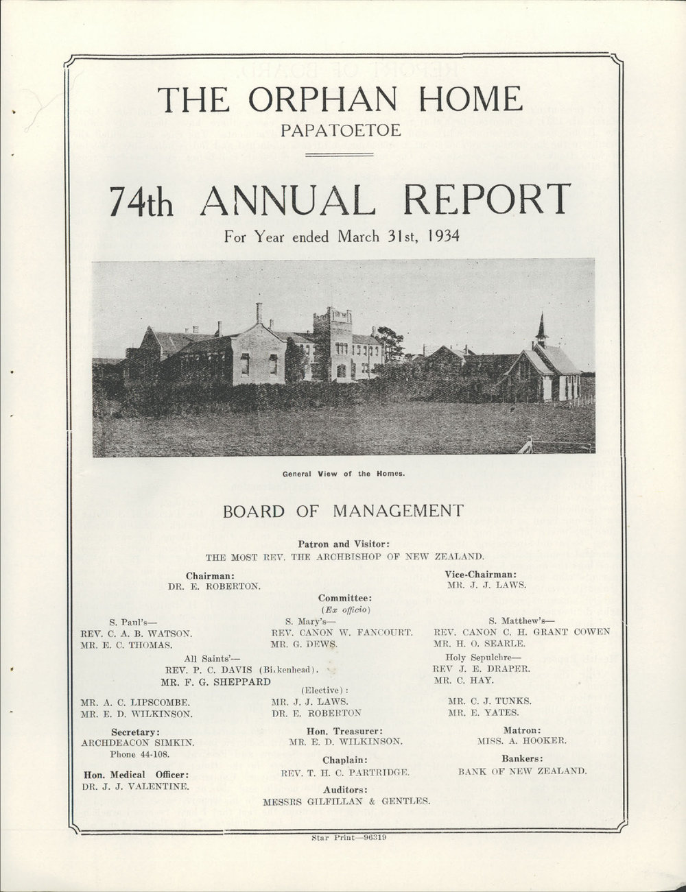 The Orphan Home Annual Report 1934