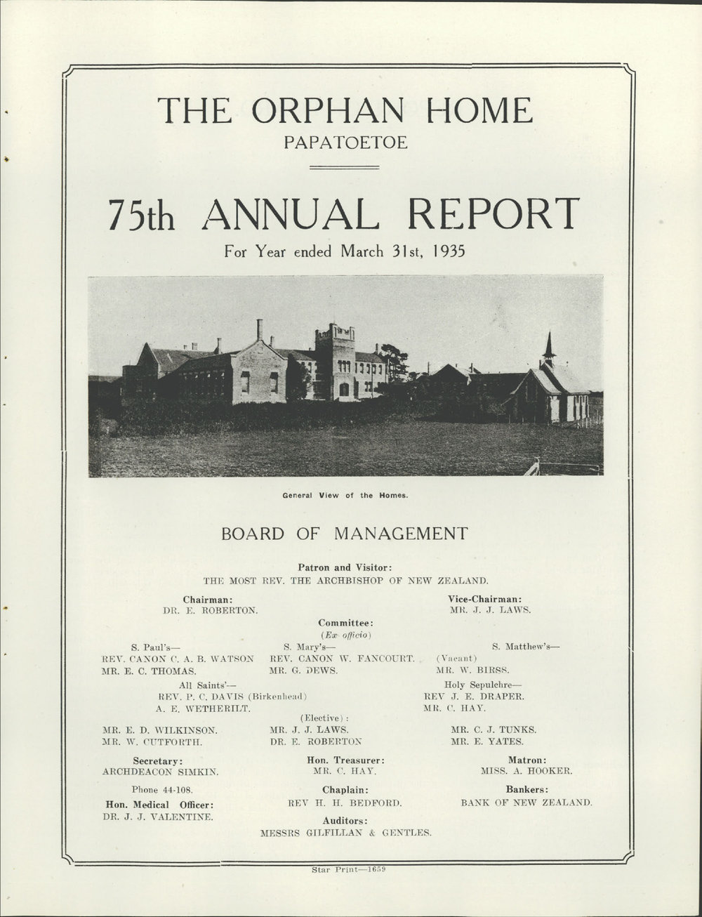 The Orphan Home Annual Report 1935