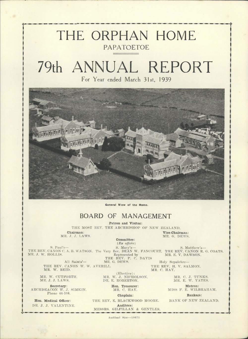 The Orphan Home Annual Report 1939