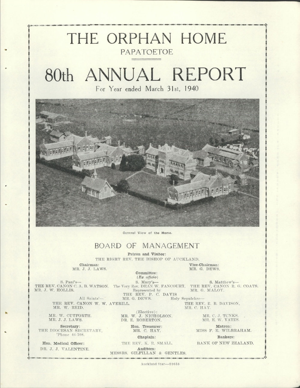 The Orphan Home Annual Report 1940