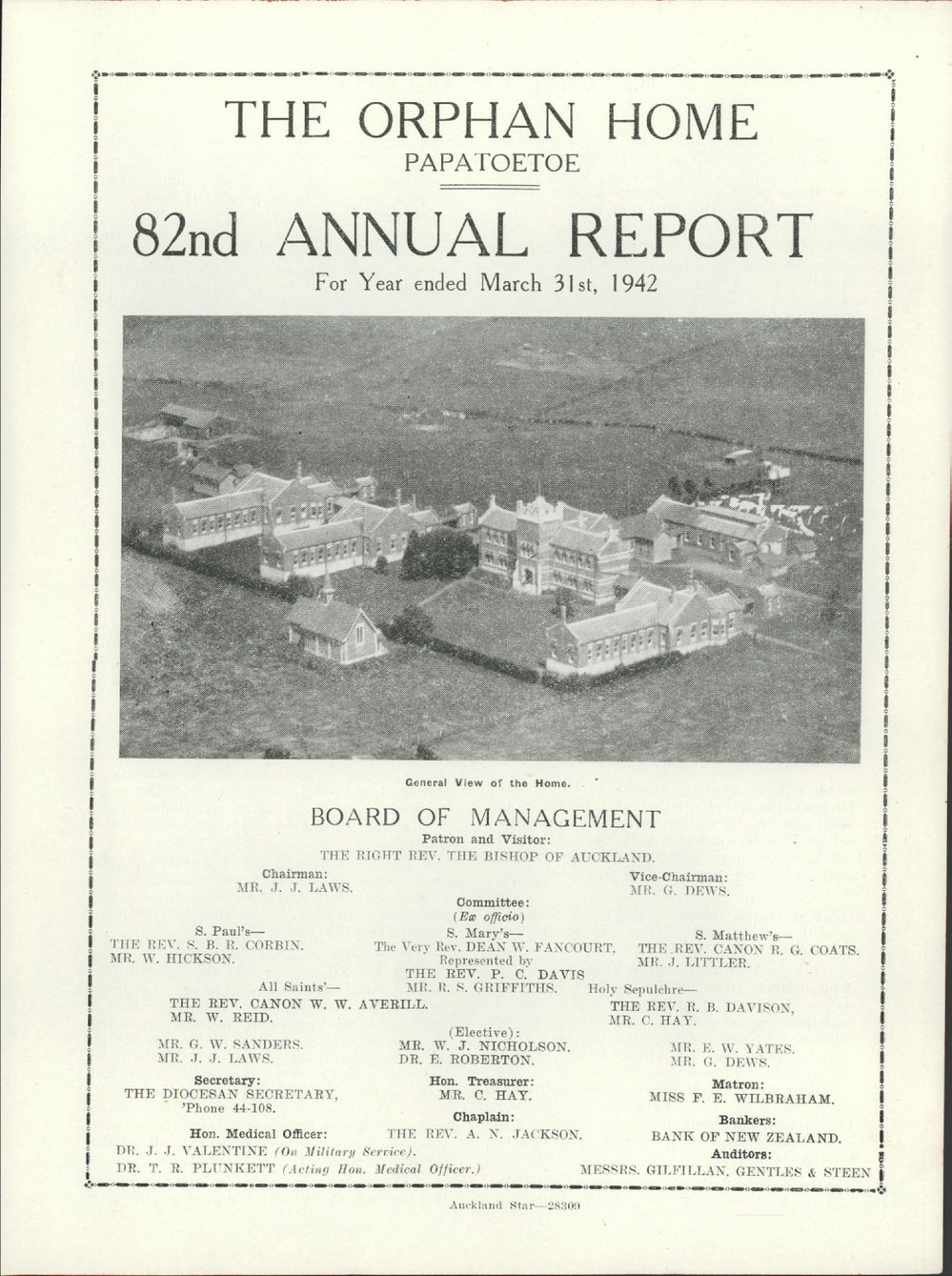 The Orphan Home Annual Report 1942