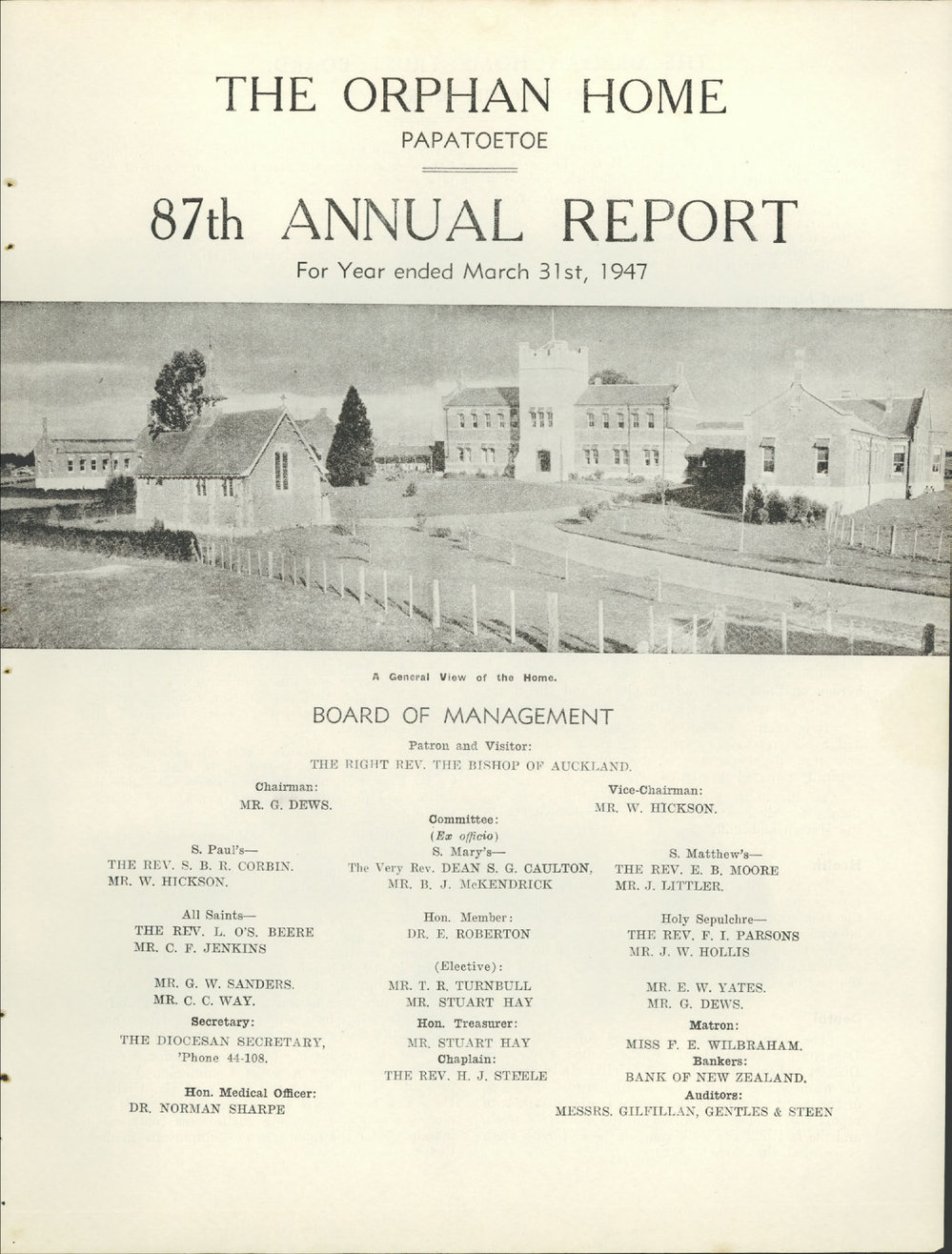 The Orphan Home Annual Report 1947
