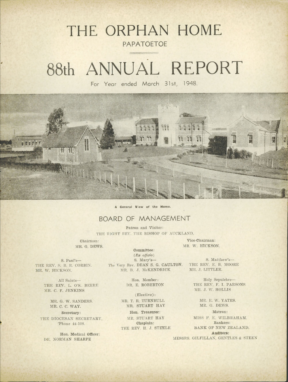 The Orphan Home Annual Report 1948