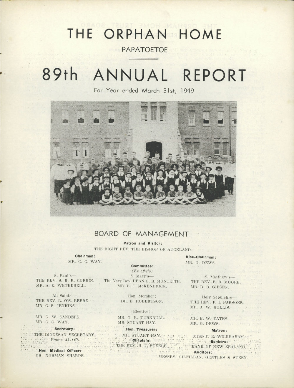 The Orphan Home Annual Report 1949