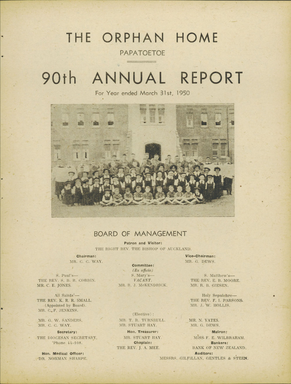 The Orphan Home Annual Report 1950