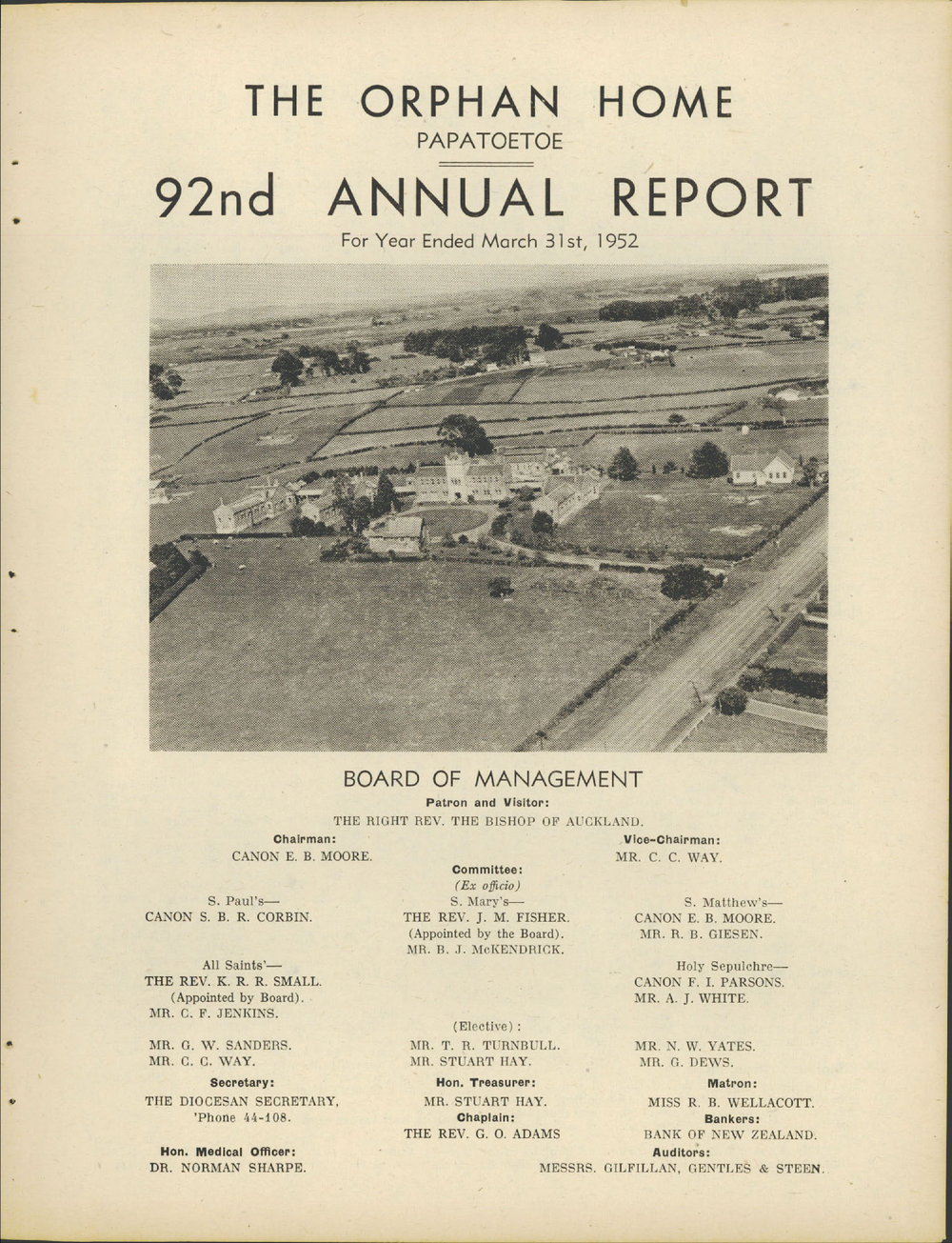 The Orphan Home Annual Report 1952