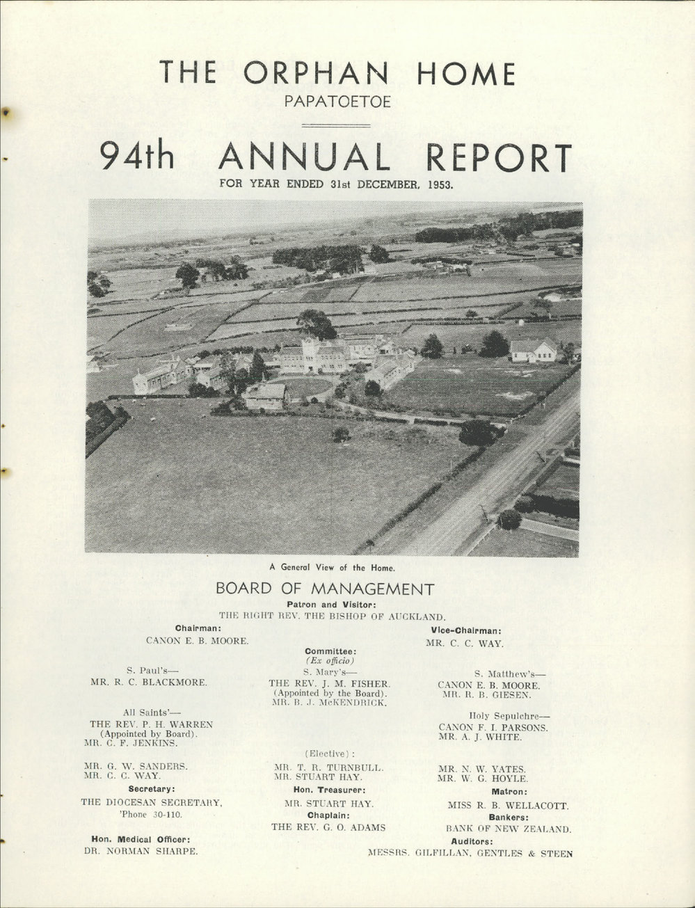 The Orphan Home Annual Report 1954