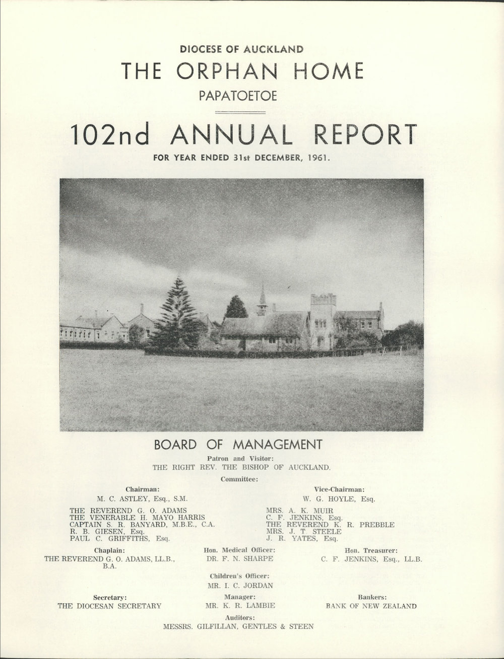 The Orphan Home Annual Report 1962