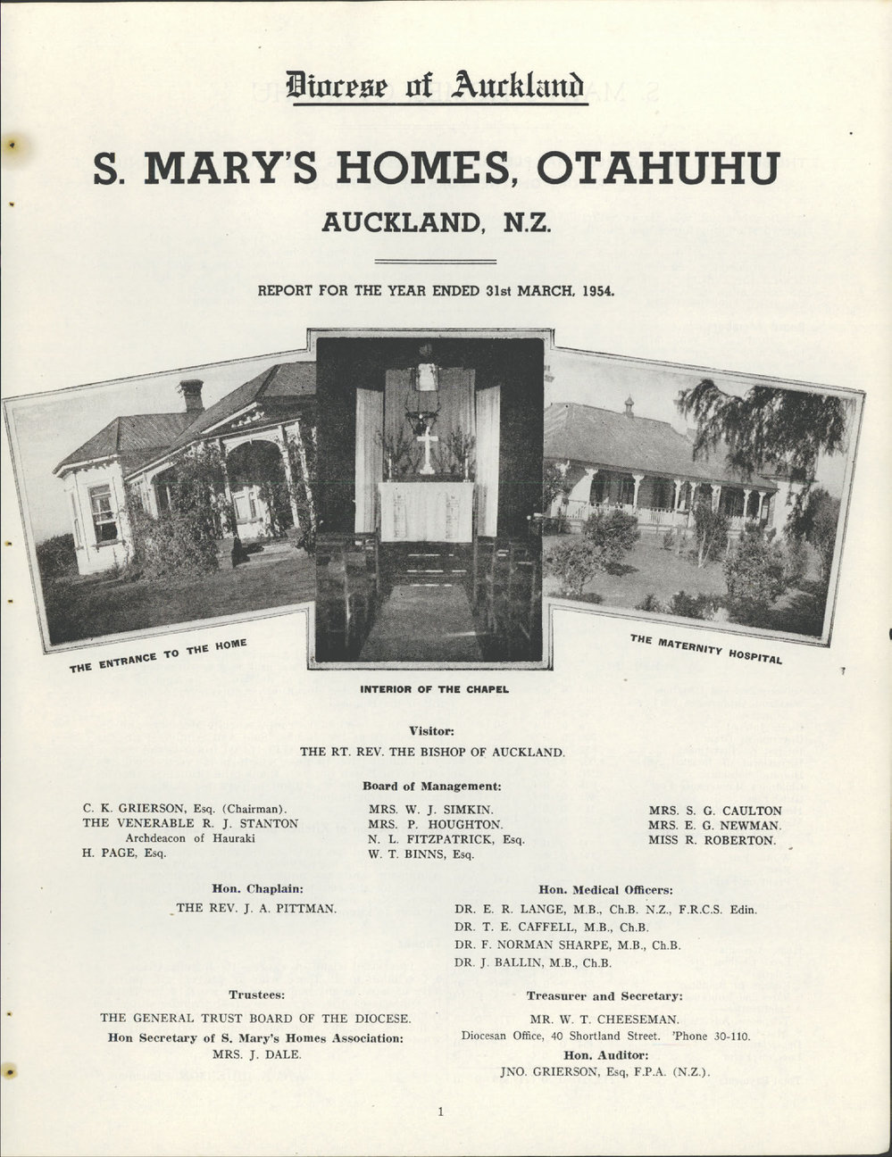 St. Mary's Homes Report 1954