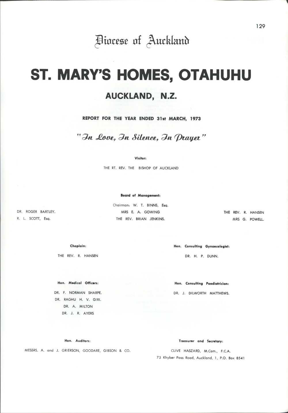 St. Mary's Homes Report 1973