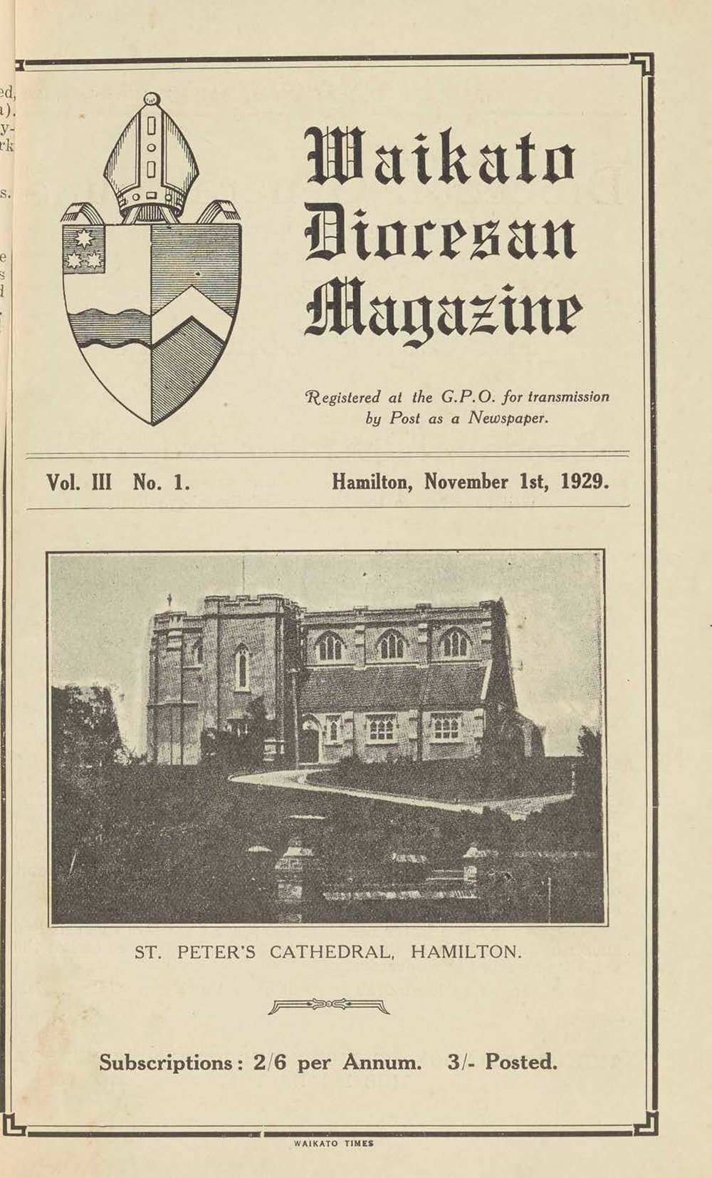 Waikato Diocesan Magazine November 1929