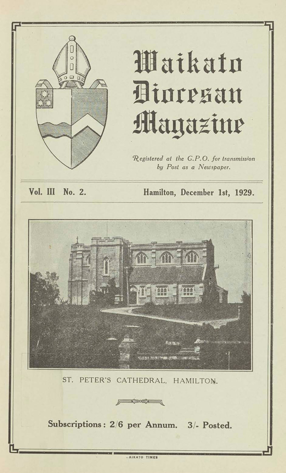Waikato Diocesan Magazine December 1929