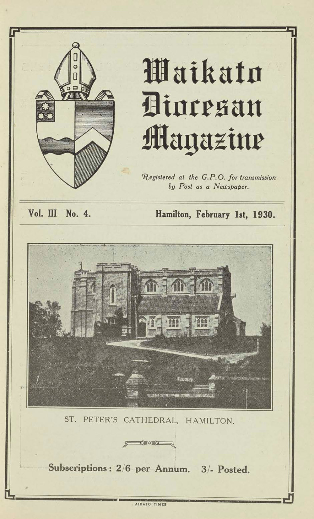 Waikato Diocesan Magazine February 1930
