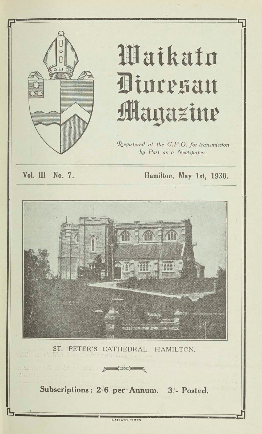 Waikato Diocesan Magazine May 1930