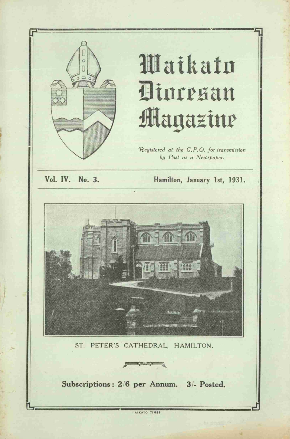Waikato Diocesan Magazine January 1931