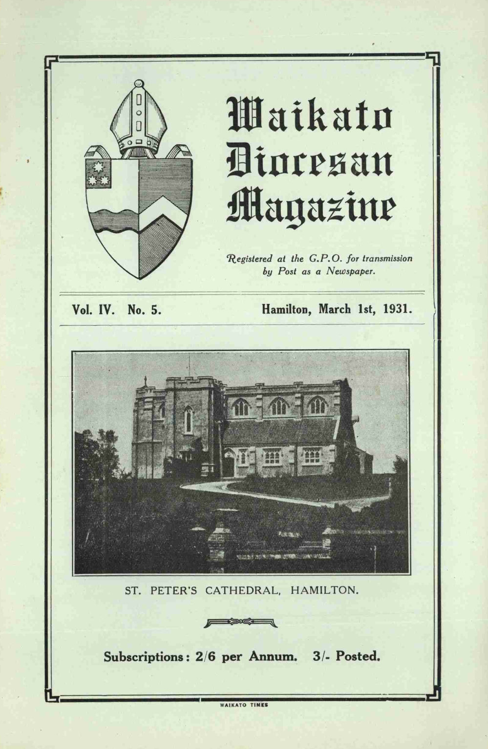 Waikato Diocesan Magazine March 1931