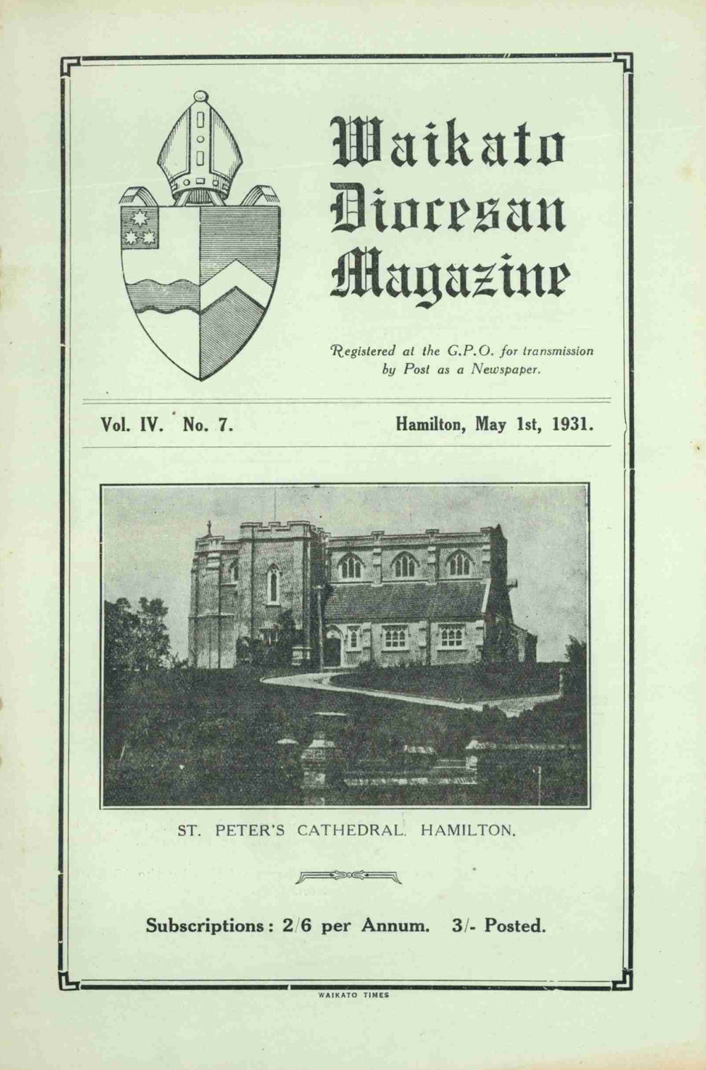 Waikato Diocesan Magazine May 1931