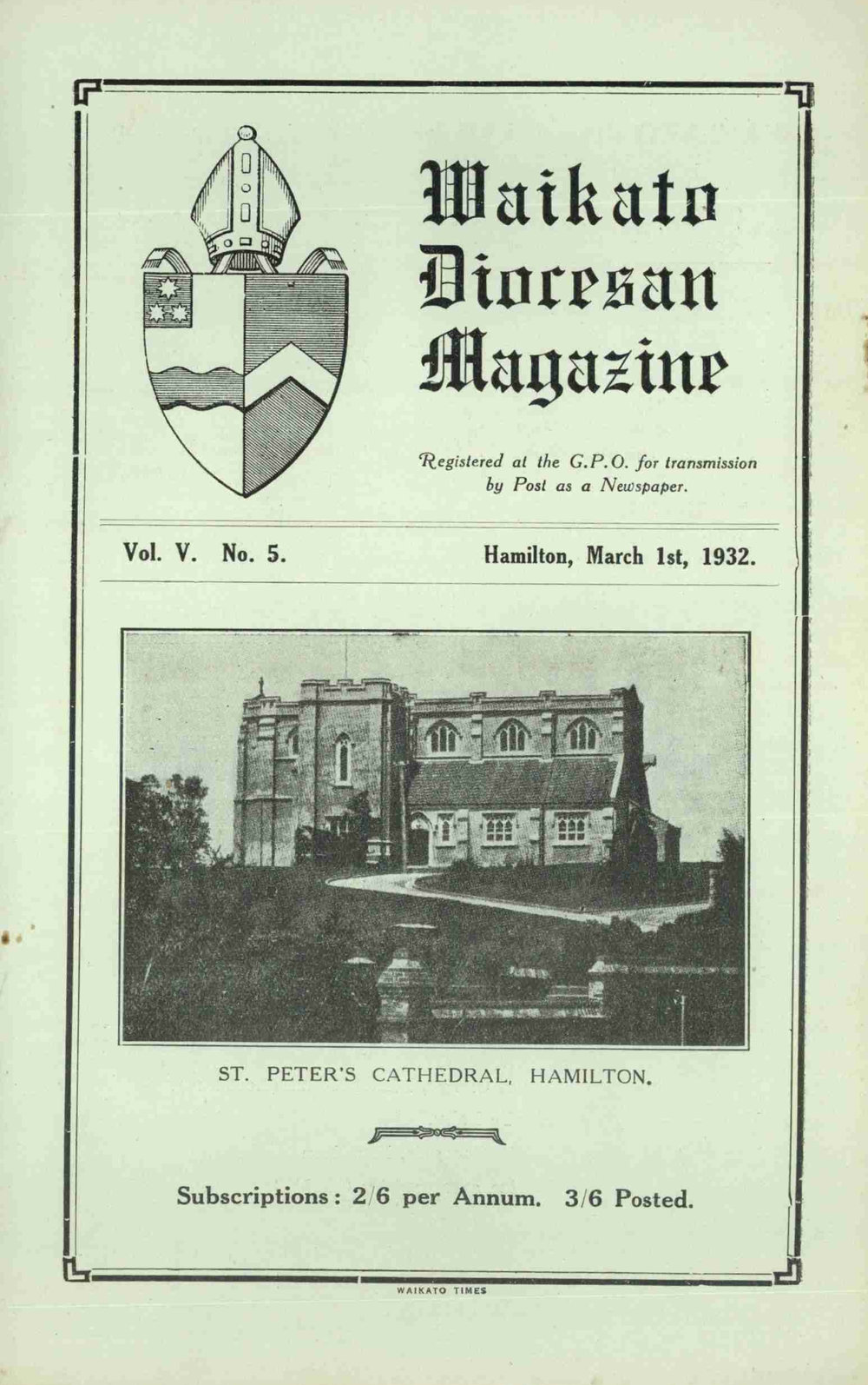 Waikato Diocesan Magazine March 1932