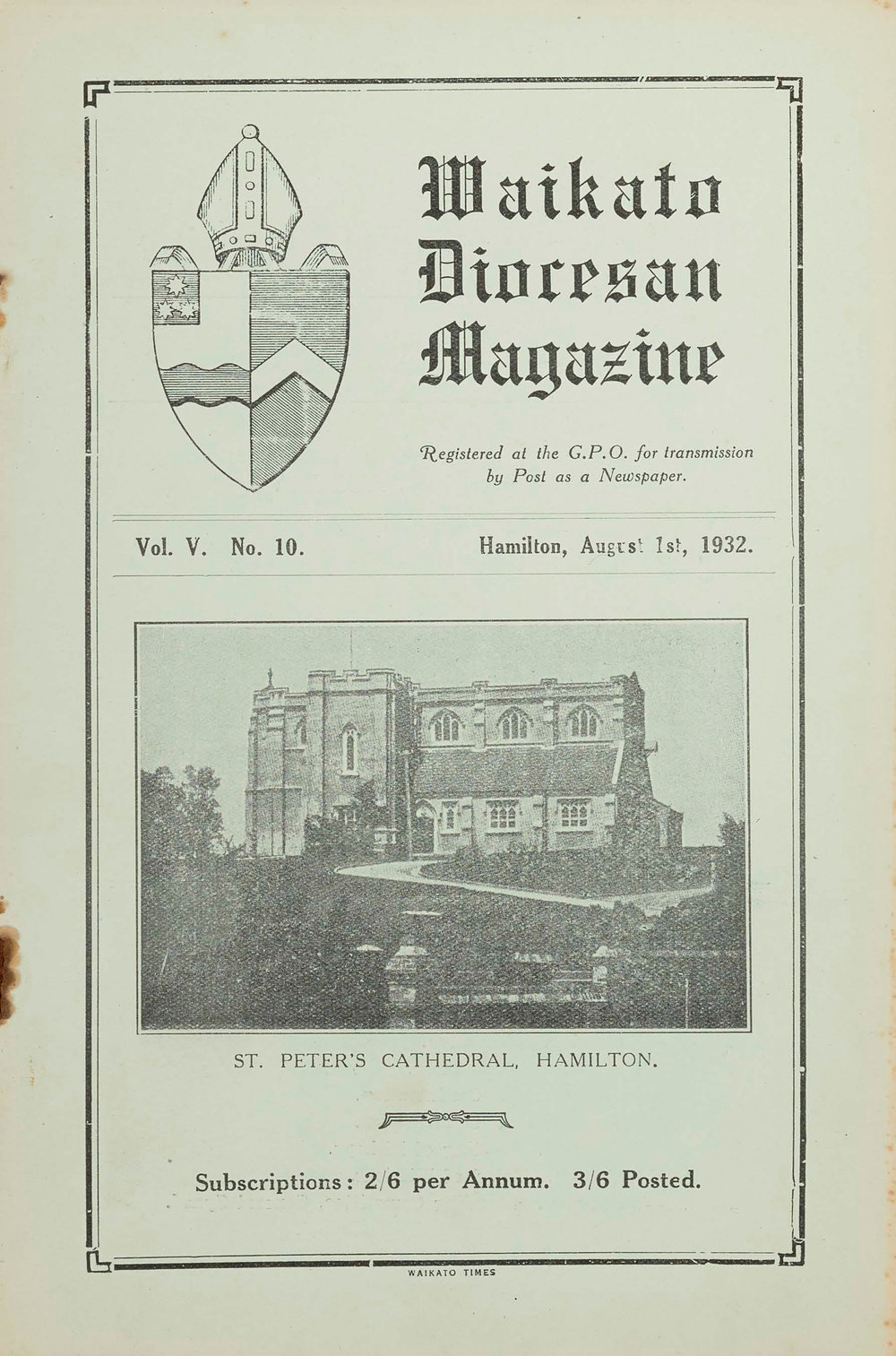 Waikato Diocesan Magazine August 1932