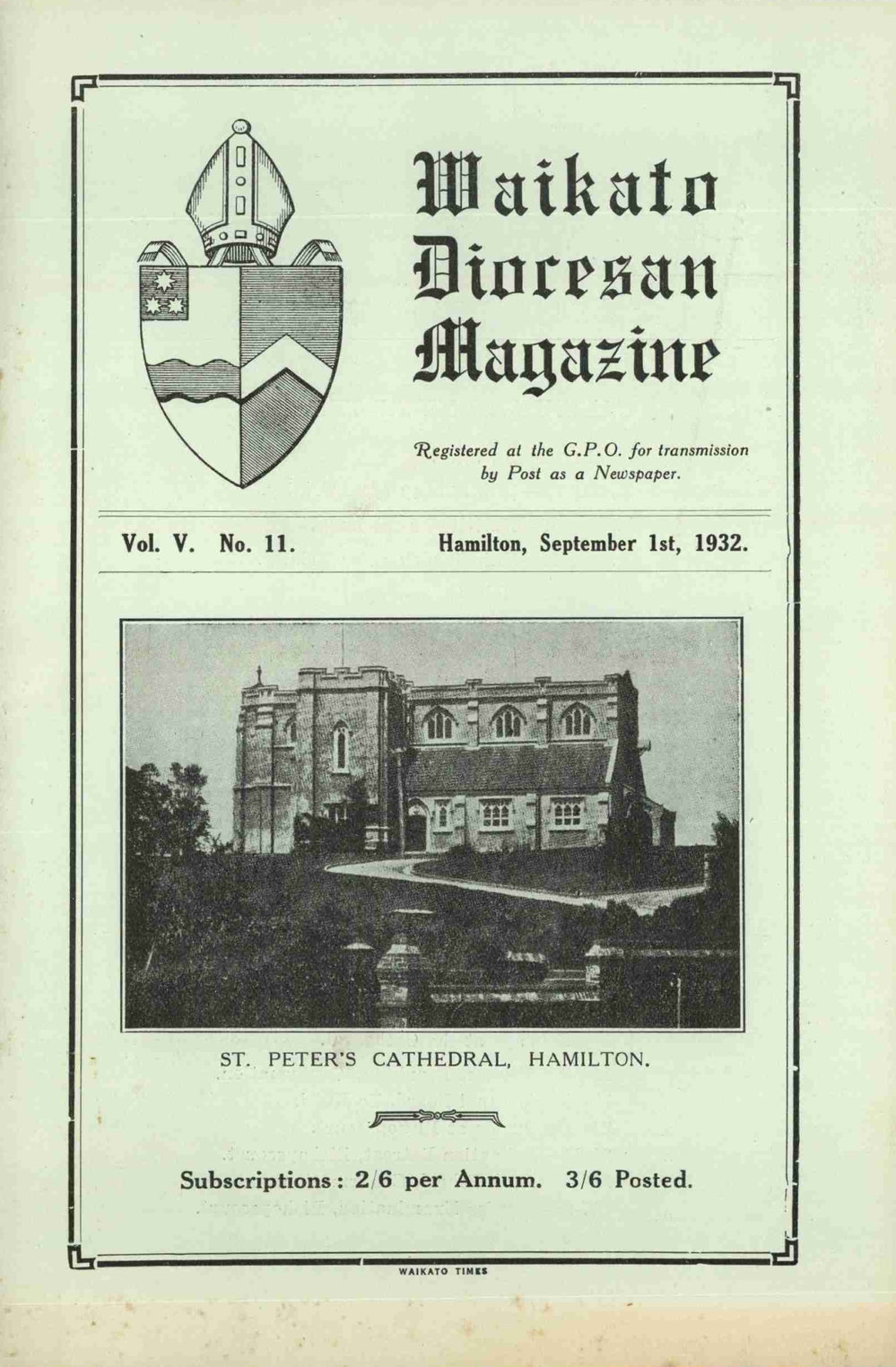 Waikato Diocesan Magazine September 1932