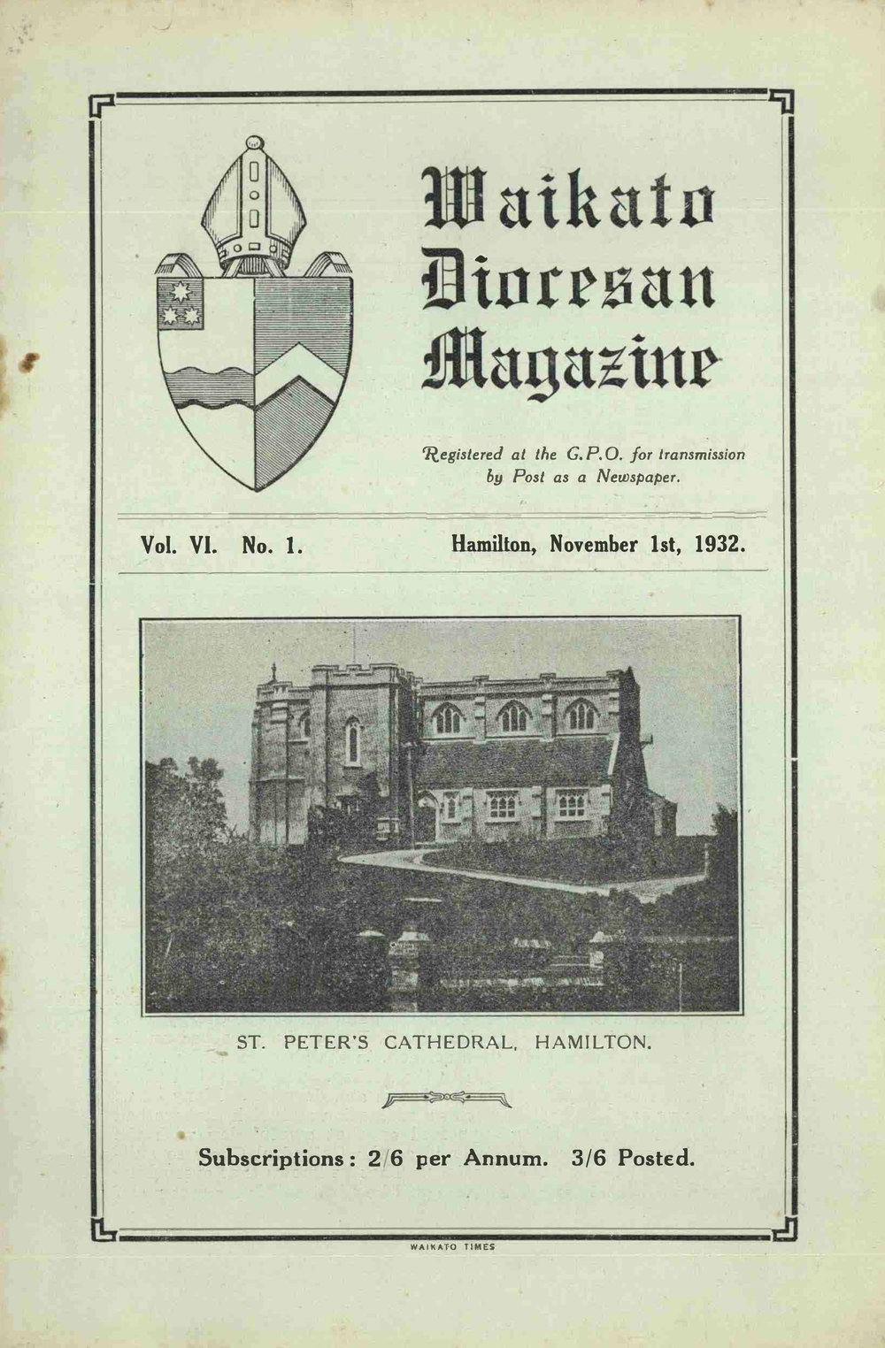 Waikato Diocesan Magazine November 1932