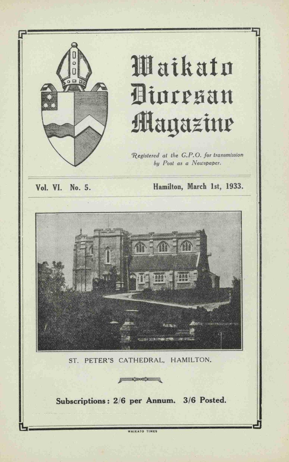 Waikato Diocesan Magazine March 1933