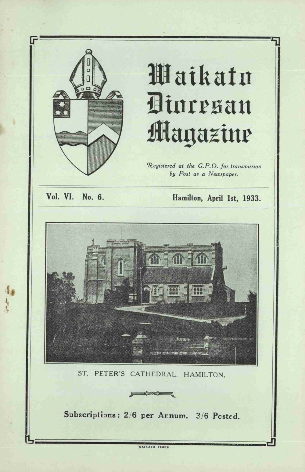 Waikato Diocesan Magazine April 1933