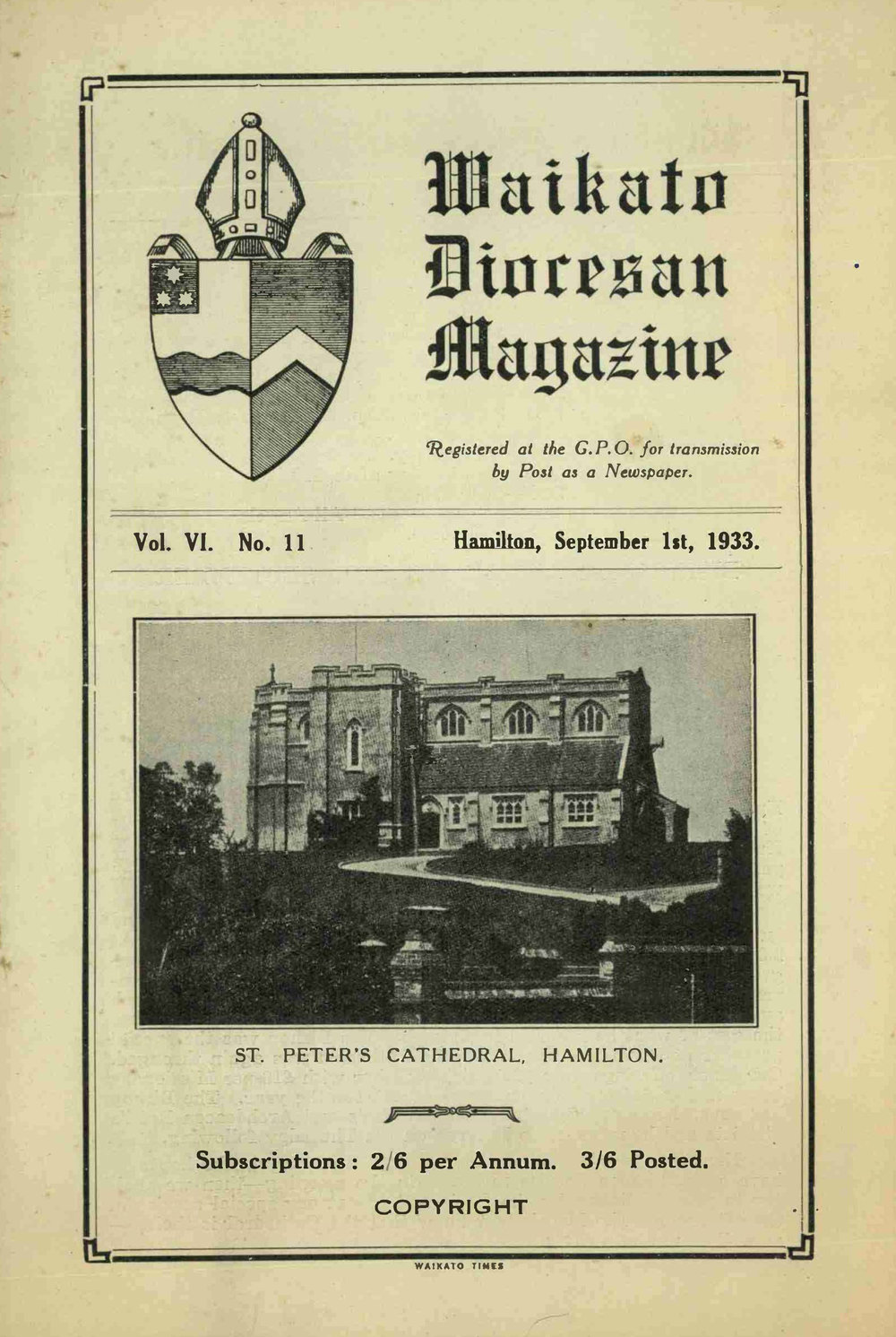 Waikato Diocesan Magazine September 1933