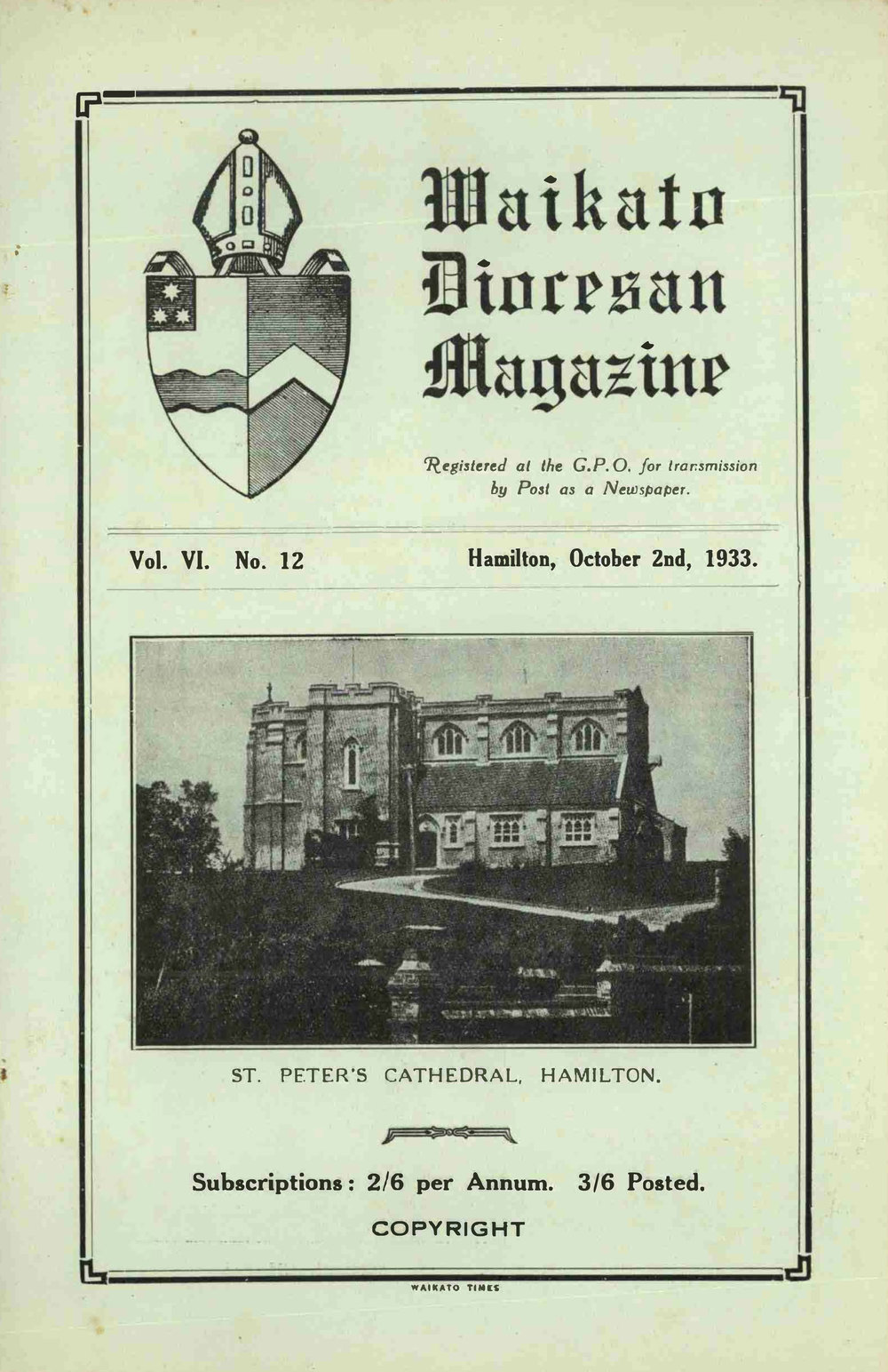 Waikato Diocesan Magazine October 1933