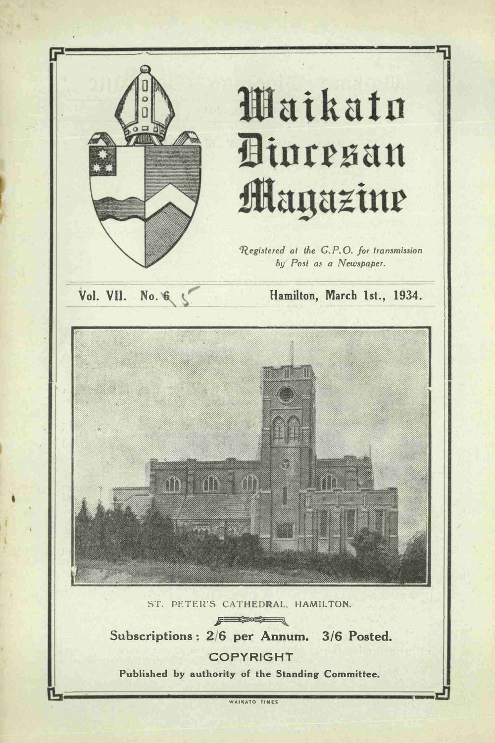 Waikato Diocesan Magazine March 1934
