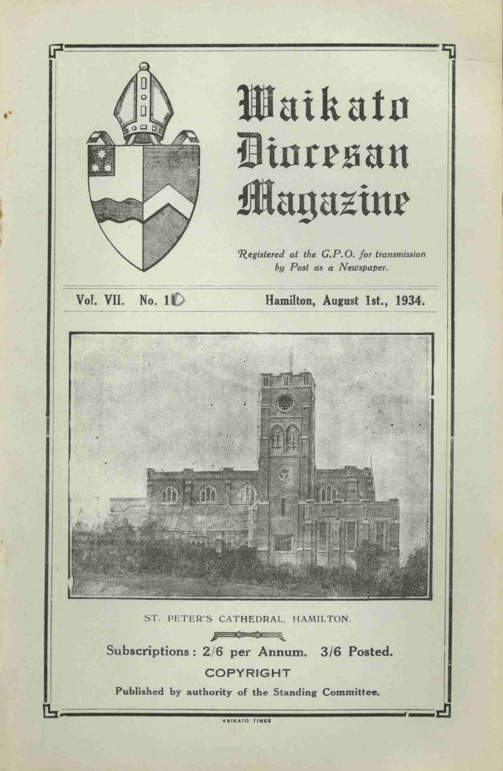 Waikato Diocesan Magazine August 1934
