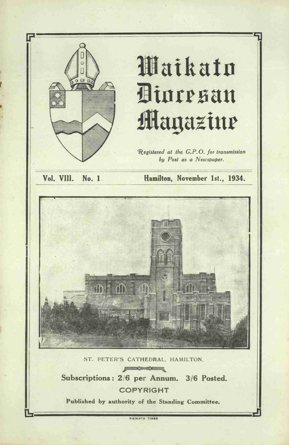 Waikato Diocesan Magazine November 1934