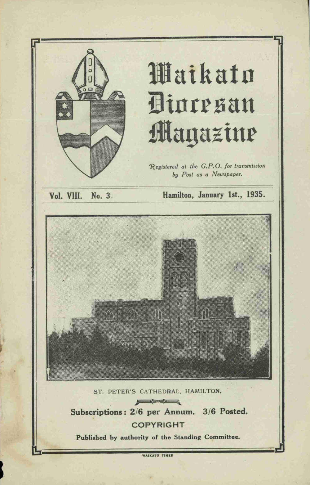 Waikato Diocesan Magazine January 1935