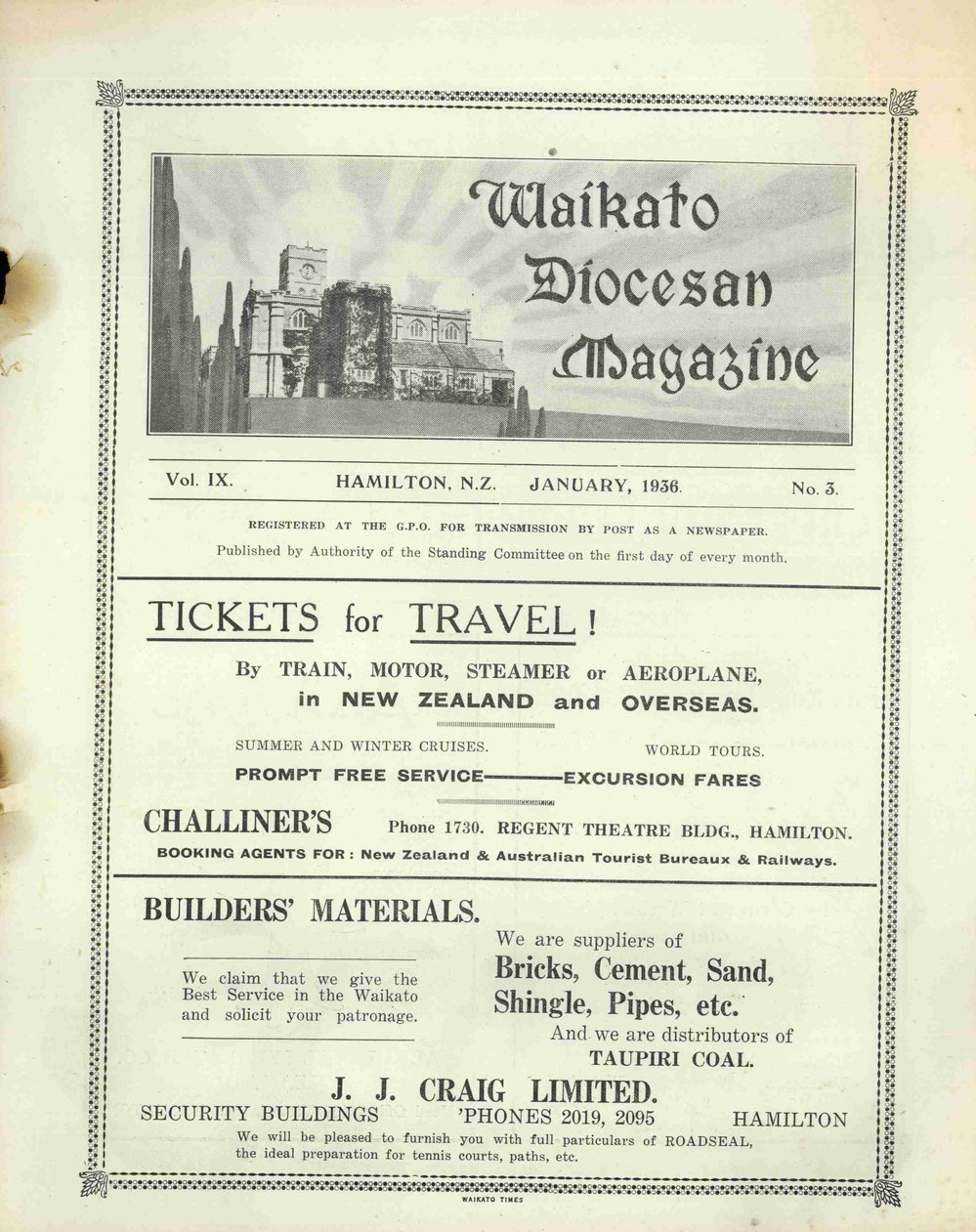 Waikato Diocesan Magazine January 1936
