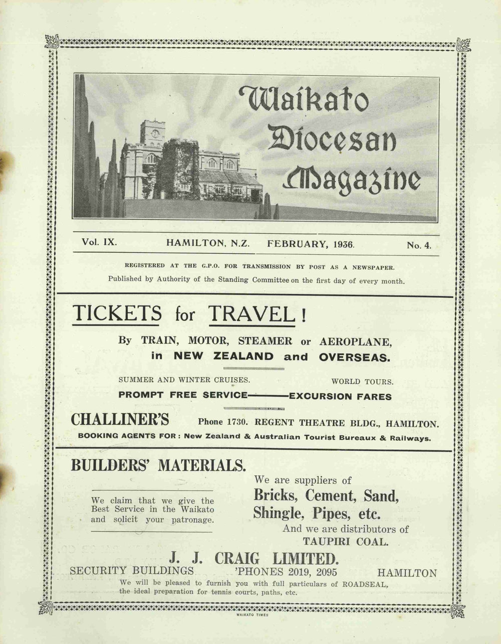 Waikato Diocesan Magazine February 1936