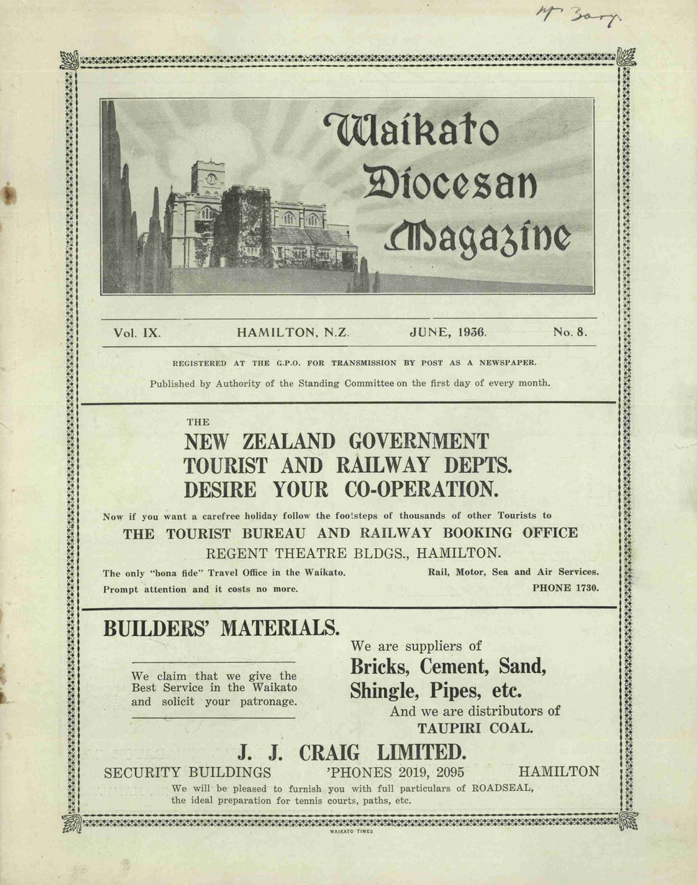 Waikato Diocesan Magazine June 1936