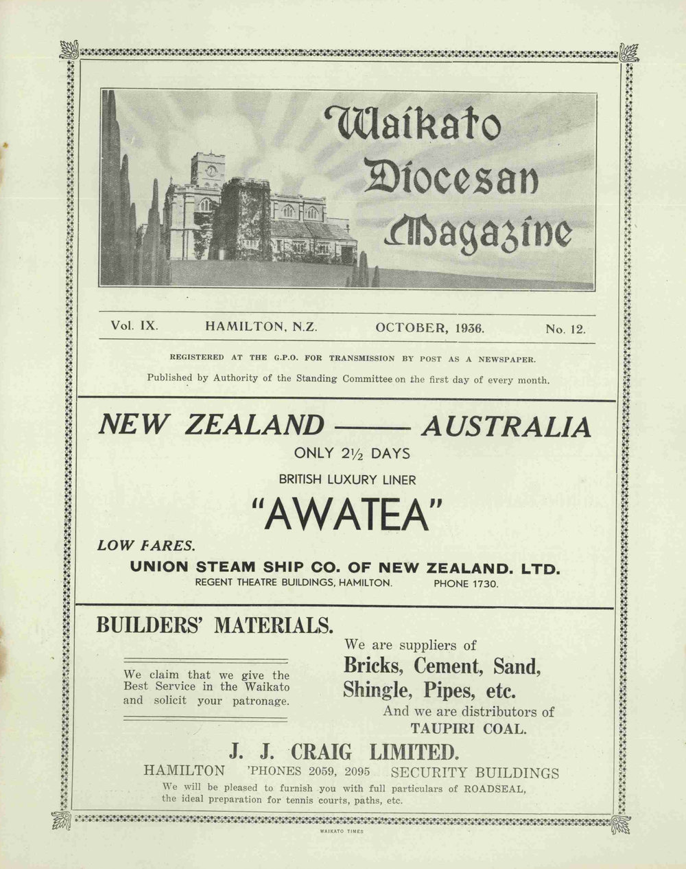 Waikato Diocesan Magazine 1936