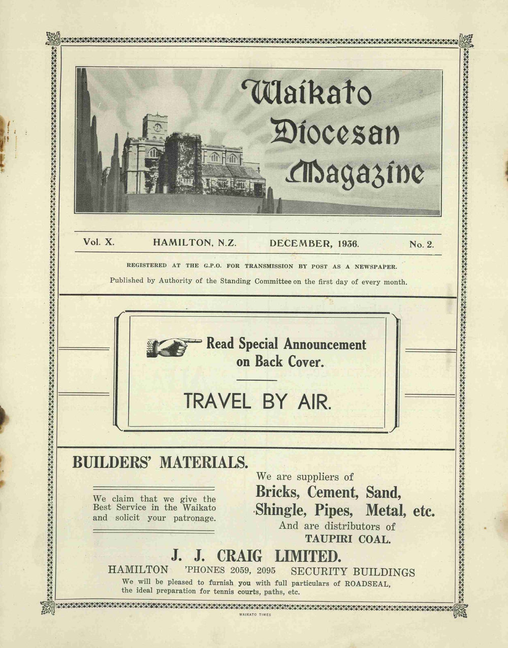 Waikato Diocesan Magazine December 1936