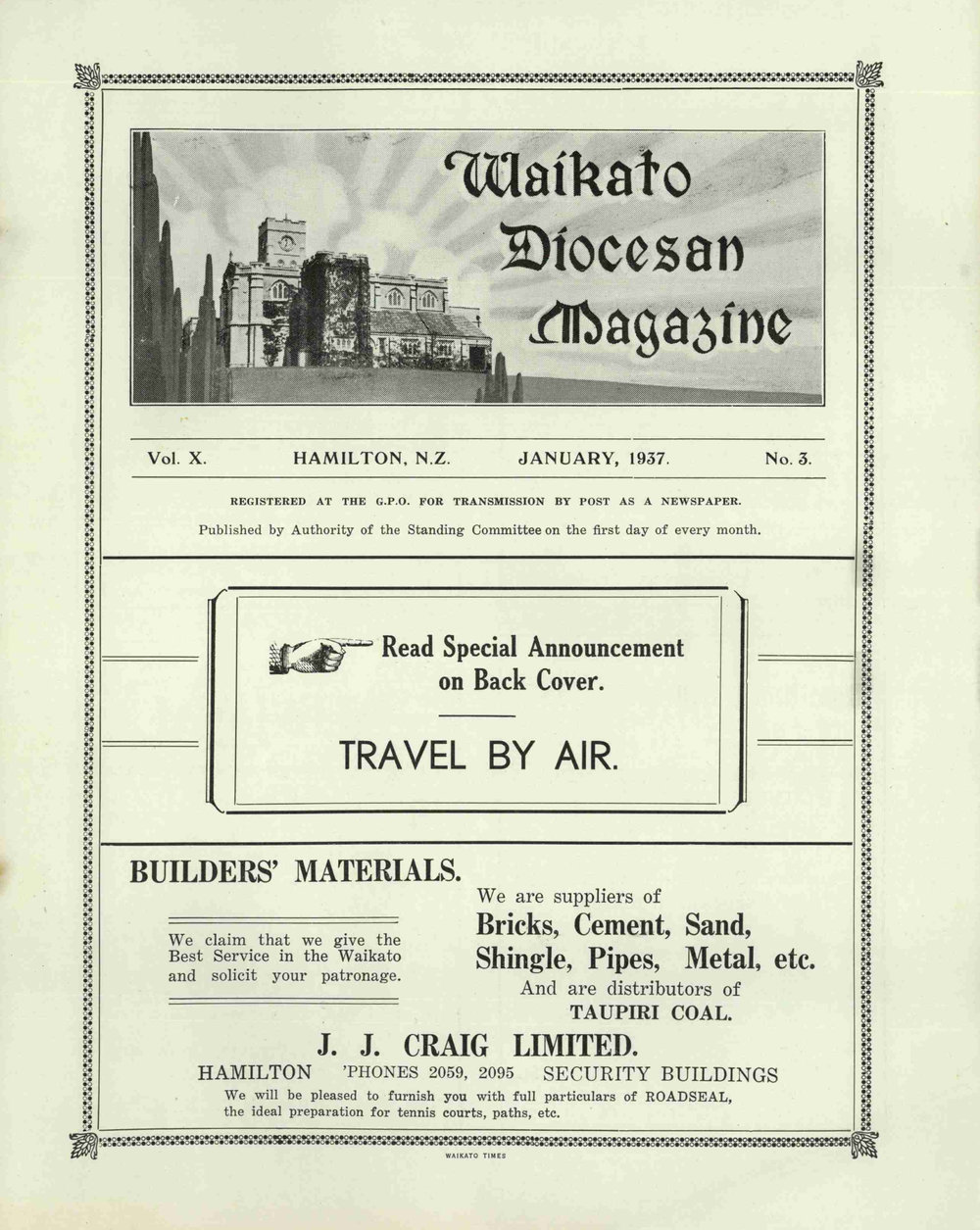 Waikato Diocesan Magazine January 1937